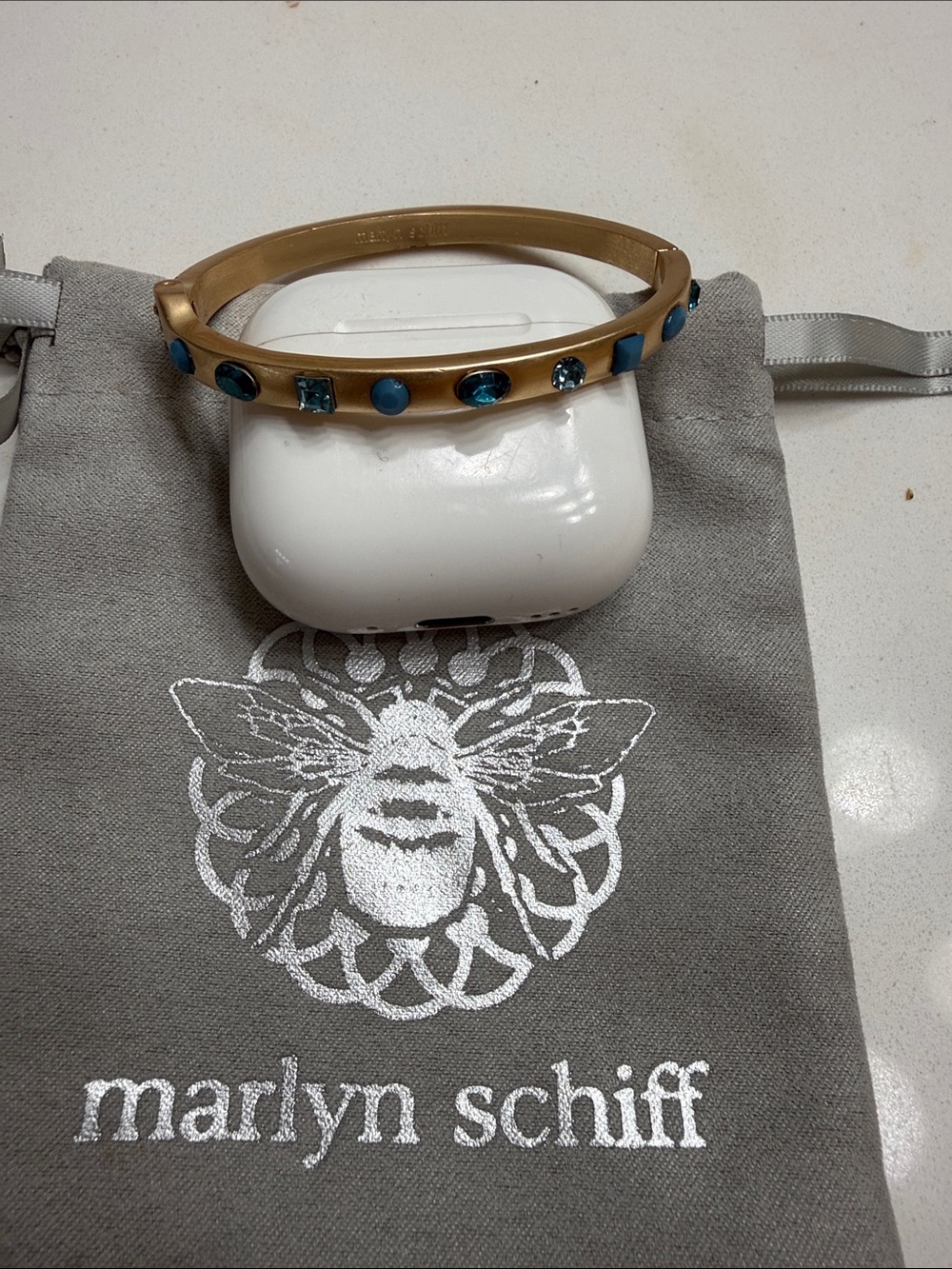 Marlyn Schiff Gold-Tone Bangle with Turquoise and Blue Accents